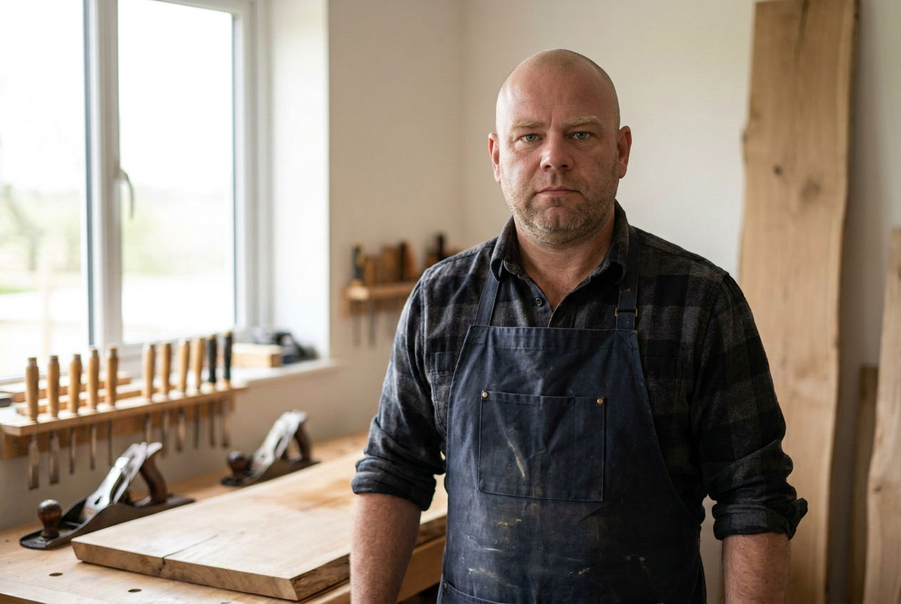 Bruce, founder of Tables by Bruce, in his Lincolnshire workshop